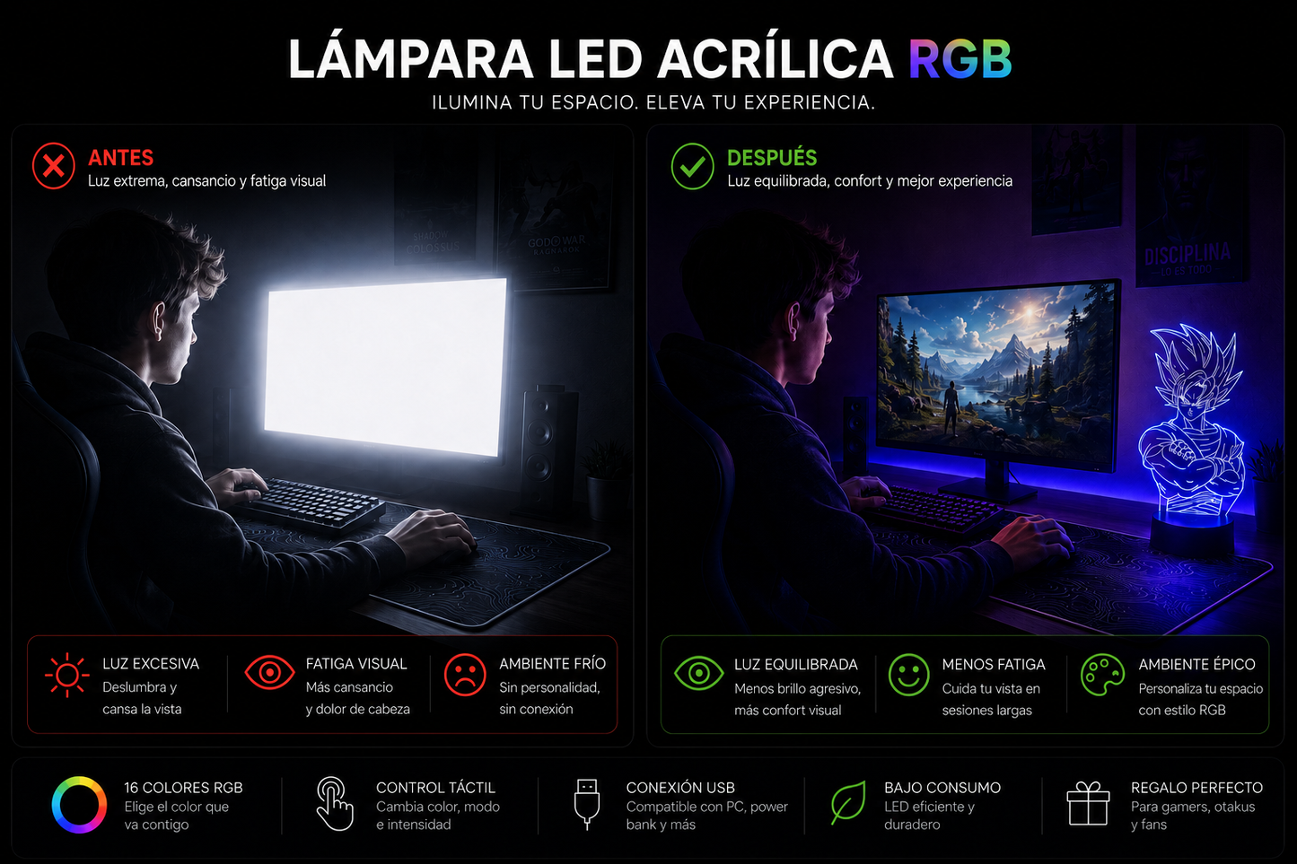 Guerrero Z - Lámpara Acrílica LED RGB