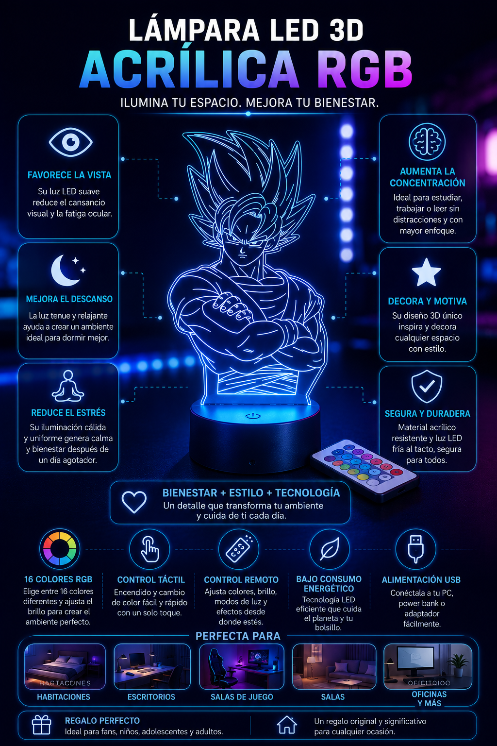 Guerrero Z - Lámpara Acrílica LED RGB